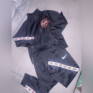 Nike Black Tracksuit with Orange Logo and White Details SZ 3T